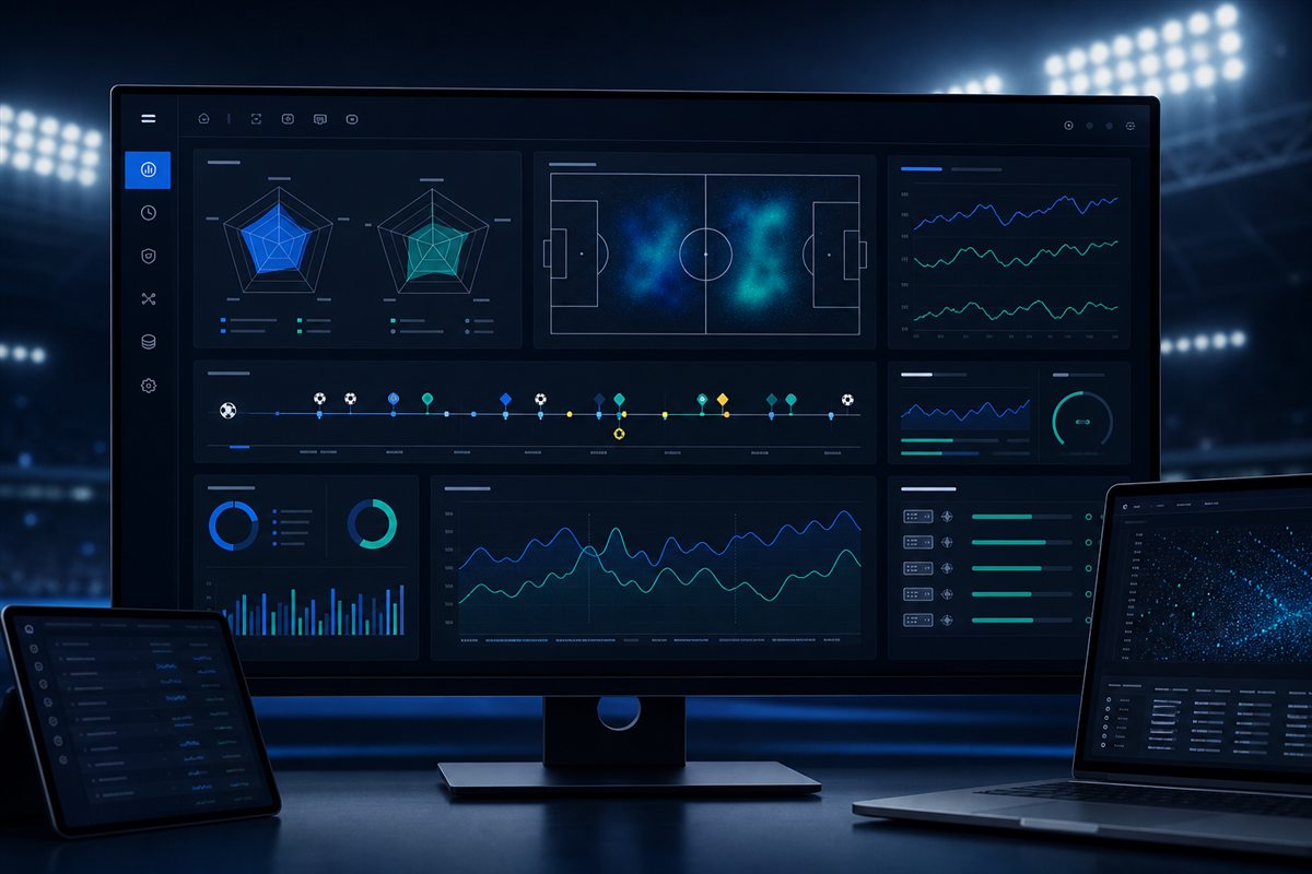 Panel de analítica deportiva y monitoreo de datos en tiempo real